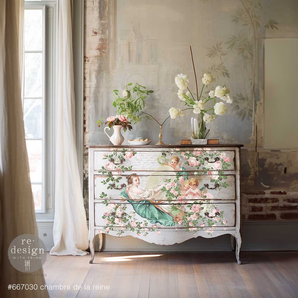 Decor Transfers® – Chambre De La Reine – total sheet size 24″x35″, cut into 2 sheets