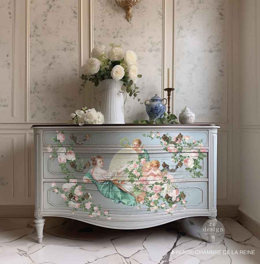 Decor Transfers® – Chambre De La Reine – total sheet size 24″x35″, cut into 2 sheets