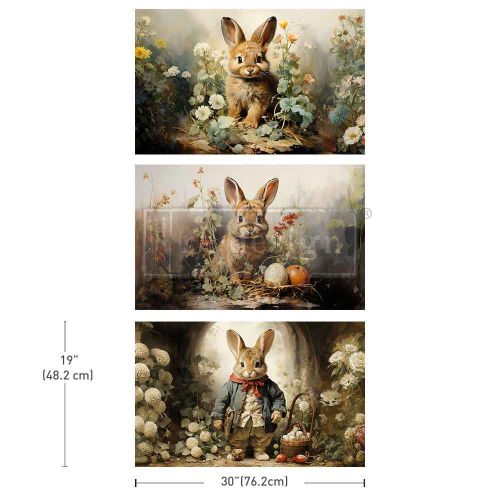 Decoupage Decor Tissue Paper Pack – Dreamy Bunnies – 3 sheets, 19.5″x30″ each