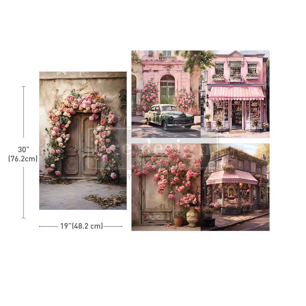 Decoupage Decor Tissue Paper Pack – Blush Blossom Boulevard – 3 sheets, 19.5″x30″ each