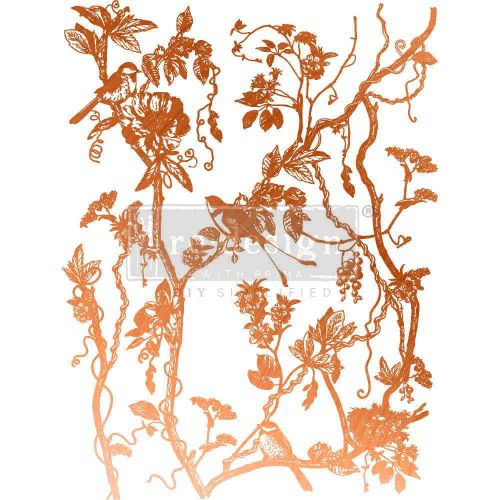 Kacha Decor Transfers® Copper Foil – Bird Watching – total sheet size 18″x24″, cut into 2 sheets