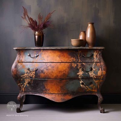 Kacha Decor Transfers® Copper Foil – Bird Watching – total sheet size 18″x24″, cut into 2 sheets