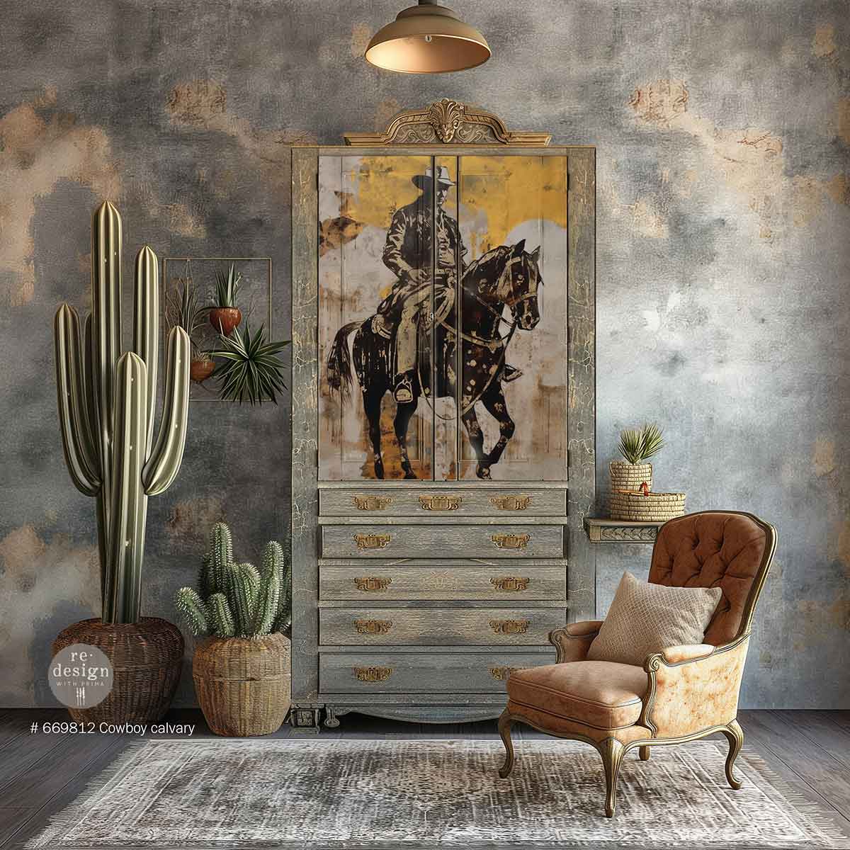 A1 Decoupage Fiber – Cowboy Cavalry – 1 sheet, A1 size