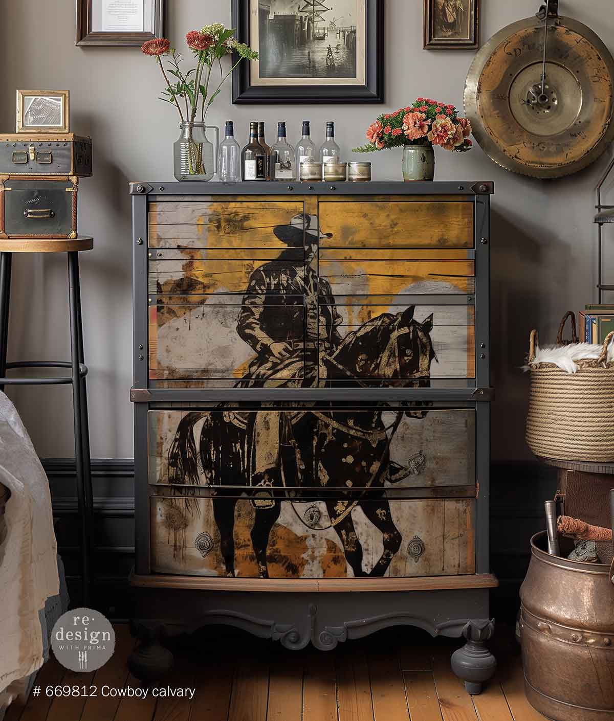 A1 Decoupage Fiber – Cowboy Cavalry – 1 sheet, A1 size