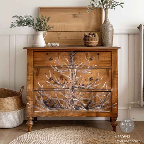 Decor Transfers® – Antler Chandelier – total sheet size 24″x35″, cut into 2 sheets
