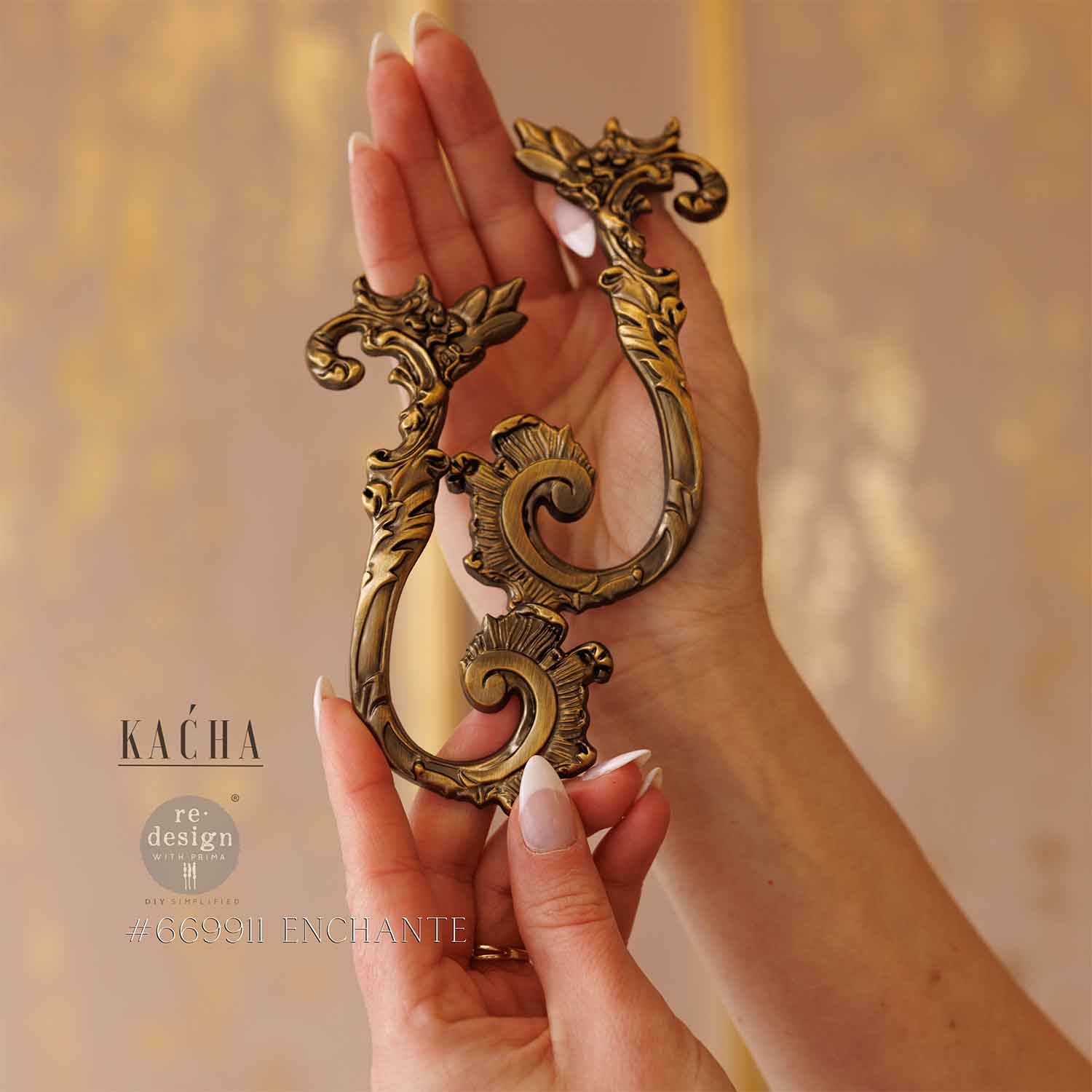 Kacha Decor Metal Pulls – Enchanté – 2 pcs, 4.7″x2.1″ + 4 screws