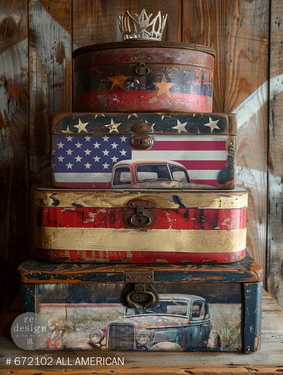 A3 Decoupage Decor Tissue Paper Pack – All American – 3 sheets, 11.7”x16.5” each