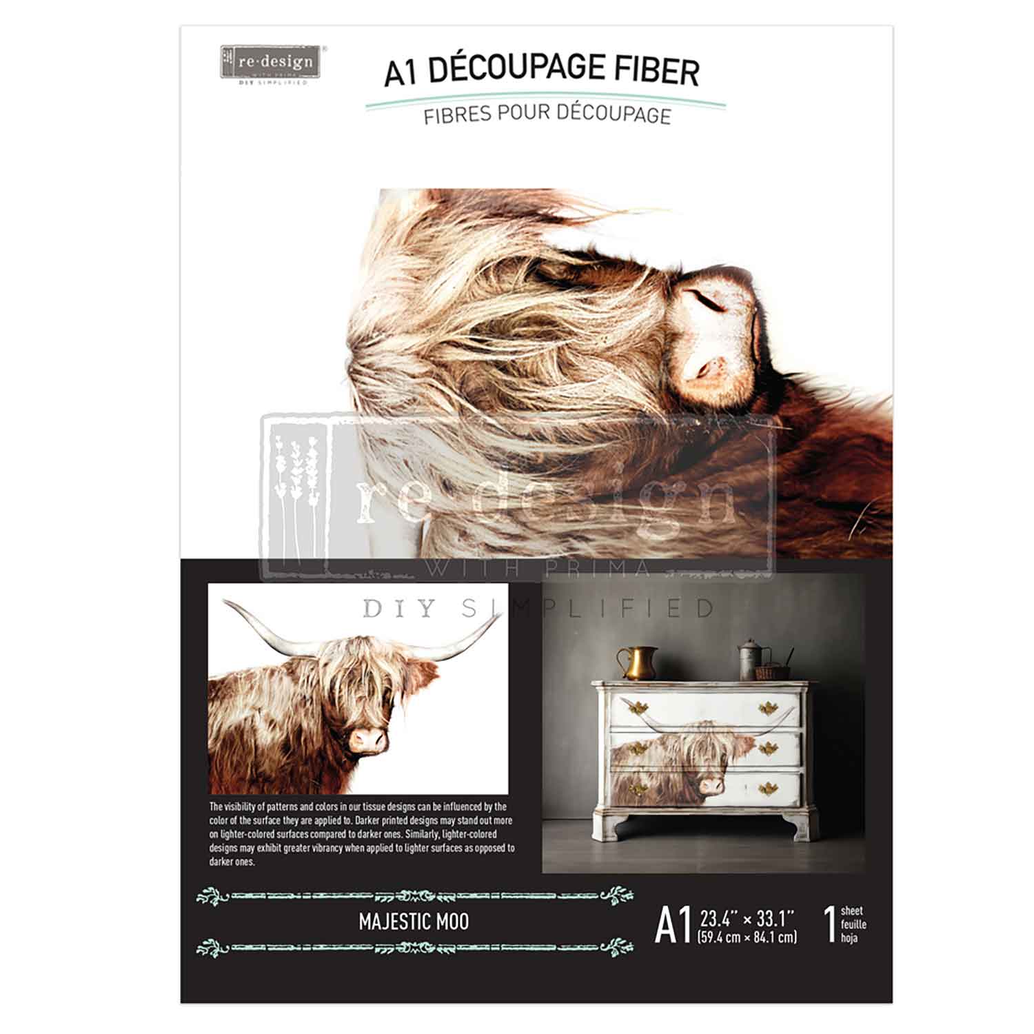 A1 Decoupage Fiber – Majestic Moo – 1 sheet, A1 size