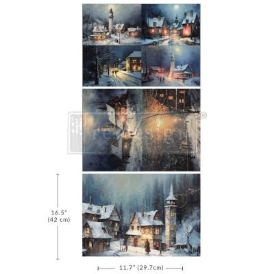 A3 Decoupage Fiber Pack – Snowy Twilight – 3 sheets, 11.7″x16.5″ each