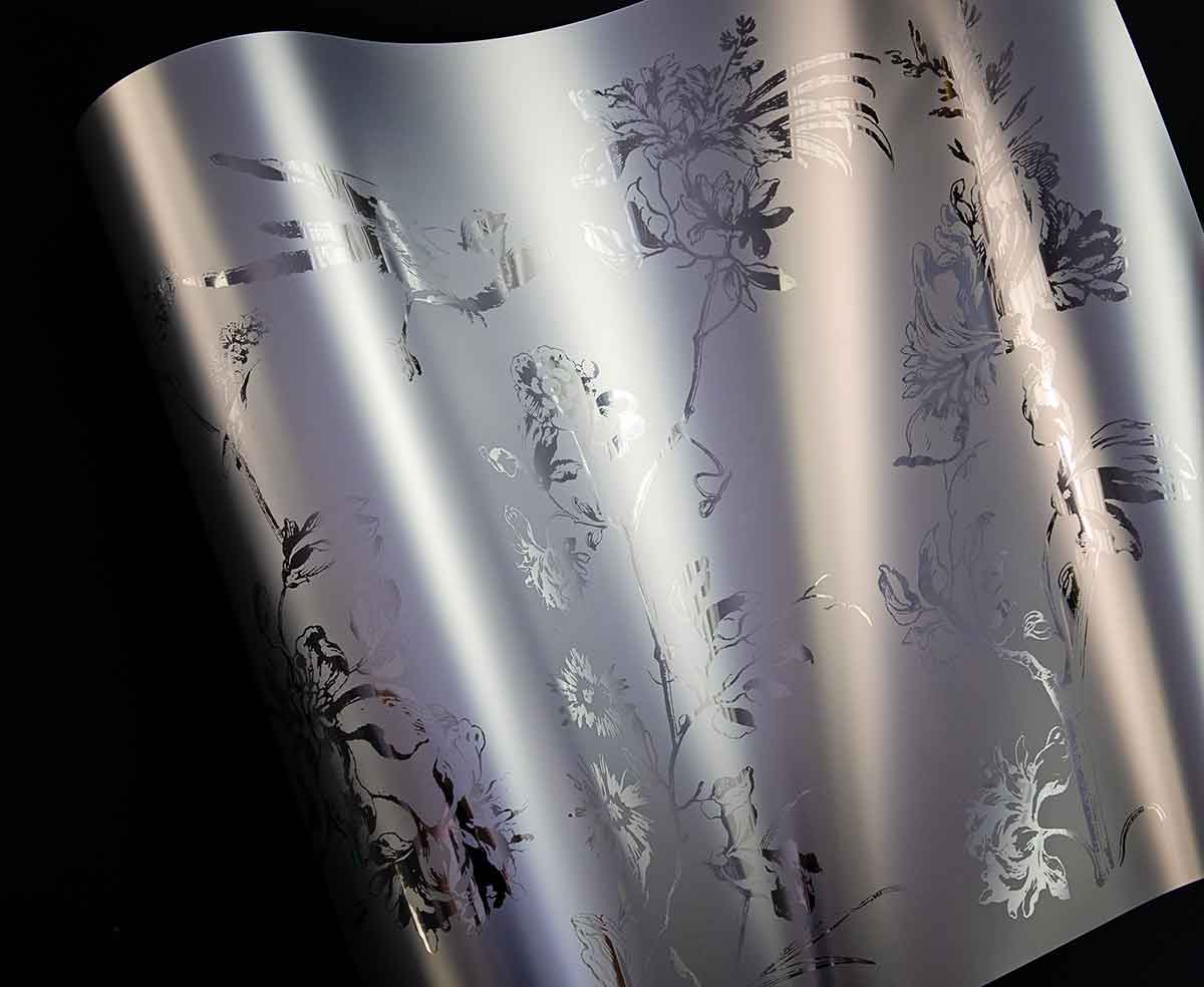 Decor Foil Transfers® Kacha – Silver Bird – total sheet size 18″x24″, cut into 2 sheets