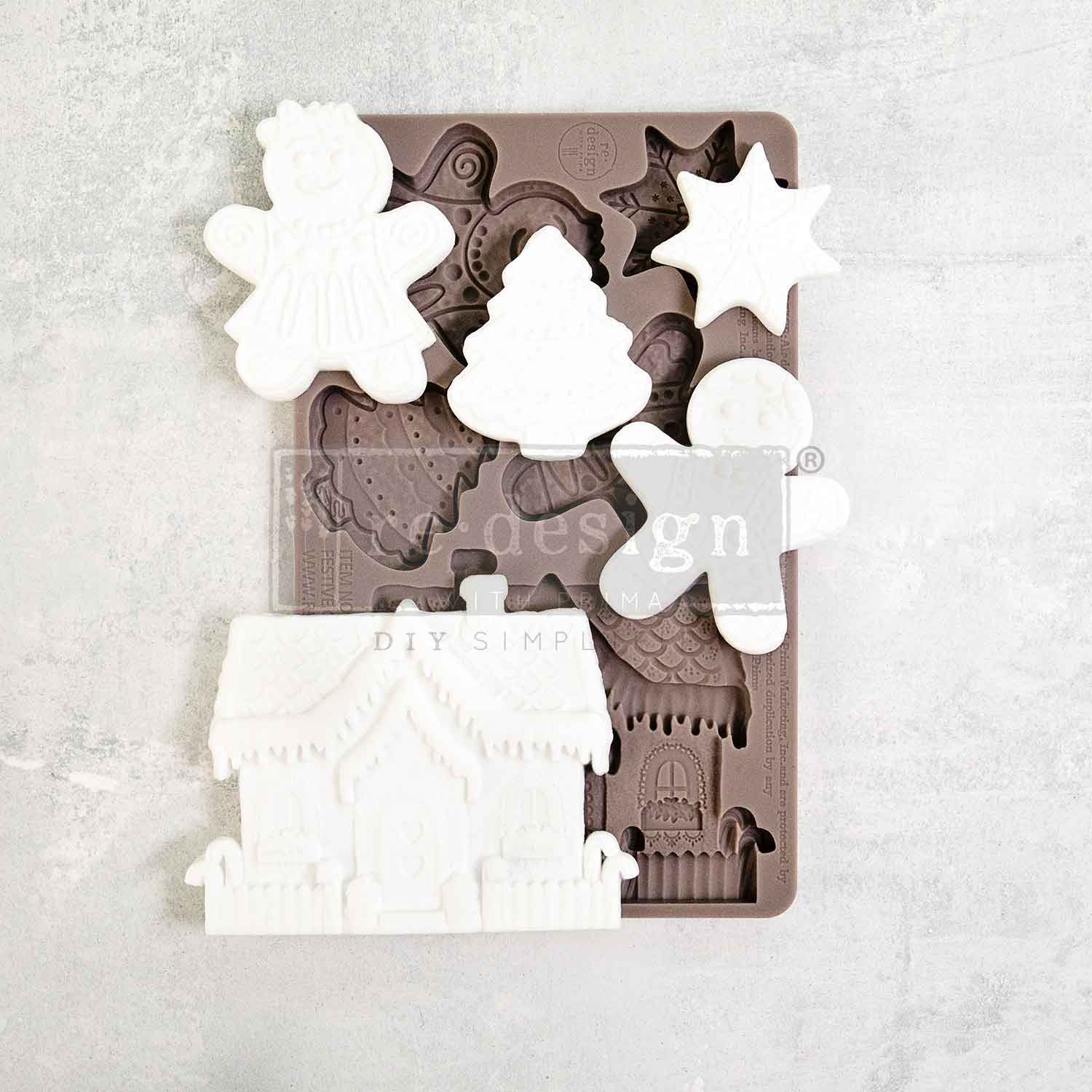 Decor Moulds® – Festive Gingerbread Treats – 1 pc, 5″x8″x8mm Copyright #VA0002439659