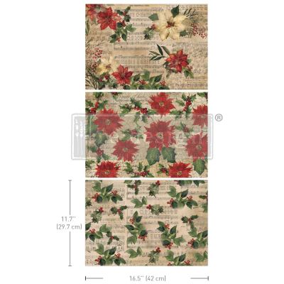 A3 Decoupage Fiber Pack – Poinsettias – 3 sheets, 11.7″x16.5″ each