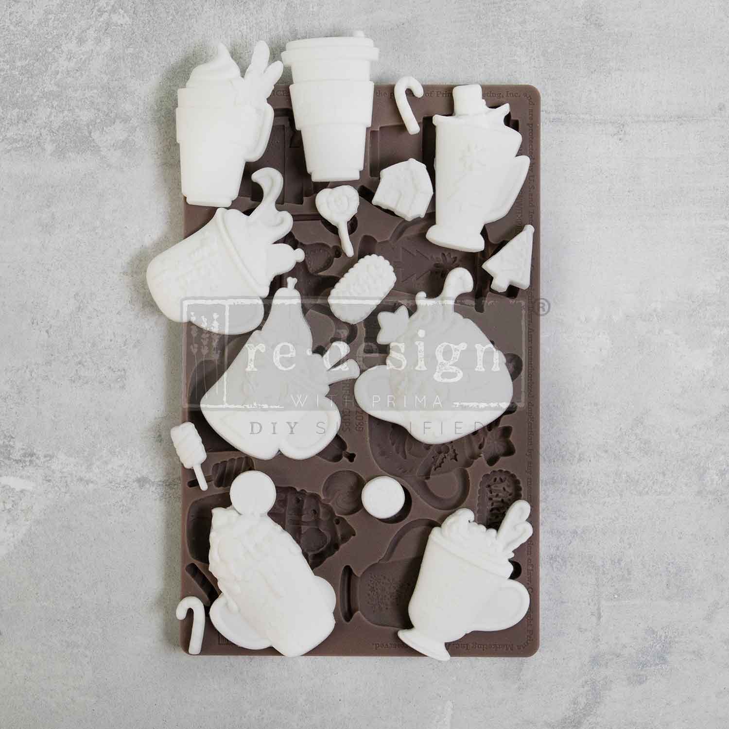 Decor Moulds® – Cheerful Cups – 1 pc, 5″x8″x8mm Copyright #VA0002439739