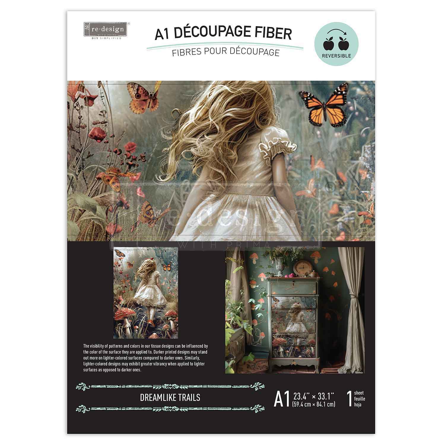 A1 Decoupage Fiber – Dreamlike Trails – 1 sheet, 23.4″x33.1″