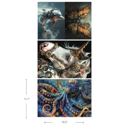 Exclusive A3 Decoupage Fiber Pack – Royal Blues – 3 sheets, 11.7″x16.5″ each