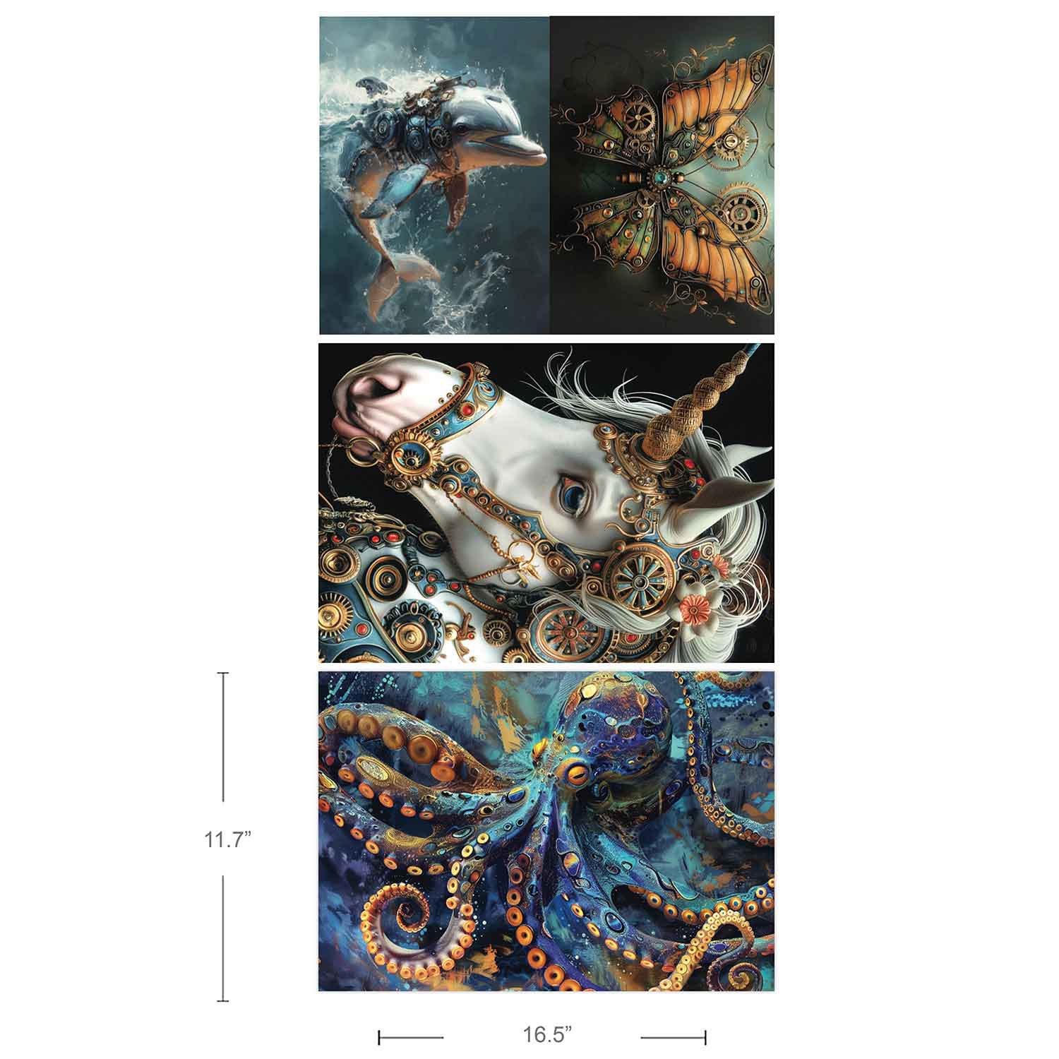 Exclusive A3 Decoupage Fiber Pack – Royal Blues – 3 sheets, 11.7″x16.5″ each