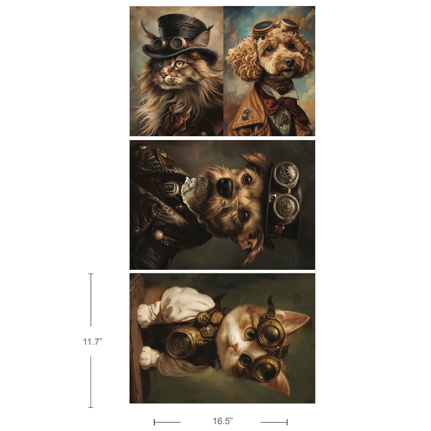 Exclusive A3 Decoupage Fiber Pack – Favorite Pets – 3 sheets, 11.7″x16.5″ each