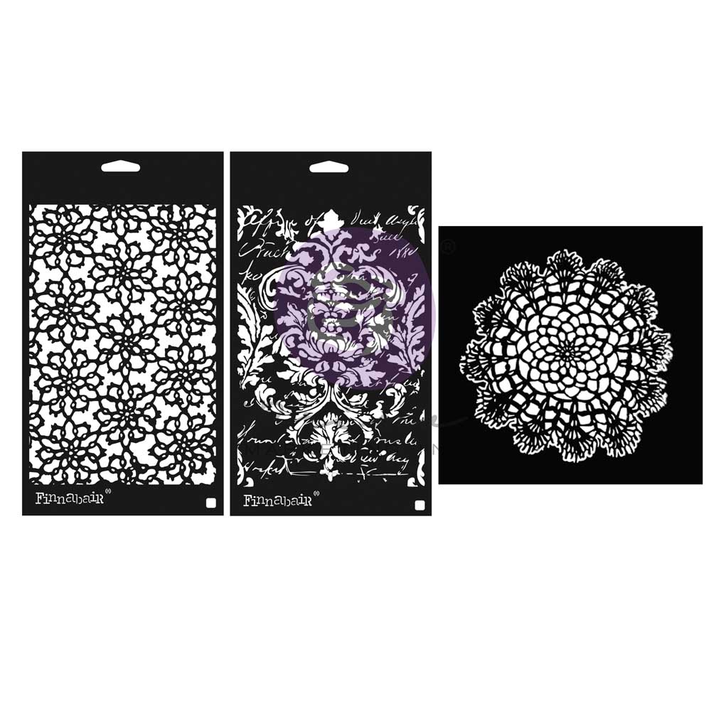 Limited Edition Stencil Set – Shabby Romantic – 2 pcs 6″x9″ + 1 pc 5.25″x5.25″