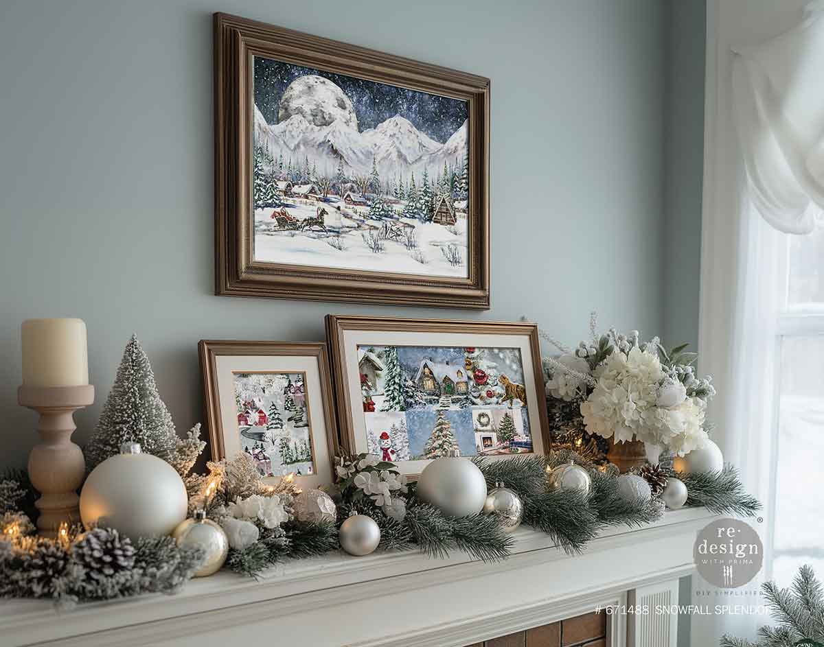 A3 Decoupage Fiber Pack – Snowfall Splendor – 3 sheets, 11.7″x16.5″ each
