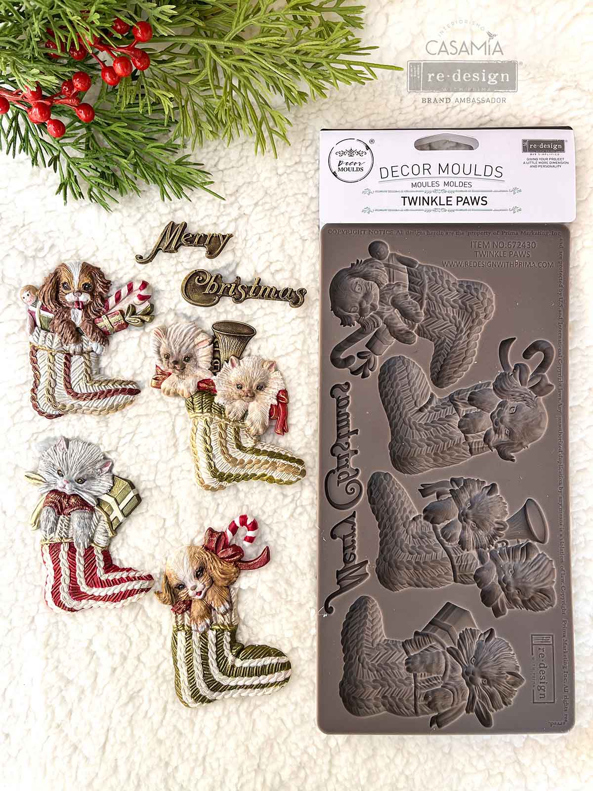 Decor Moulds® – Twinkle Paws – 1 pc, 5″x10″x8mm Copyright #VA0002439738
