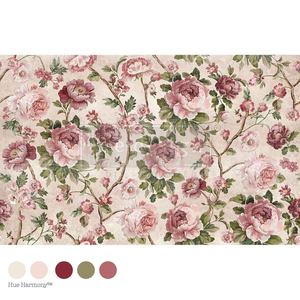 Decoupage Decor Tissue Paper Kacha – Timeless Blooms – 1 sheet, 19.5″x30″
