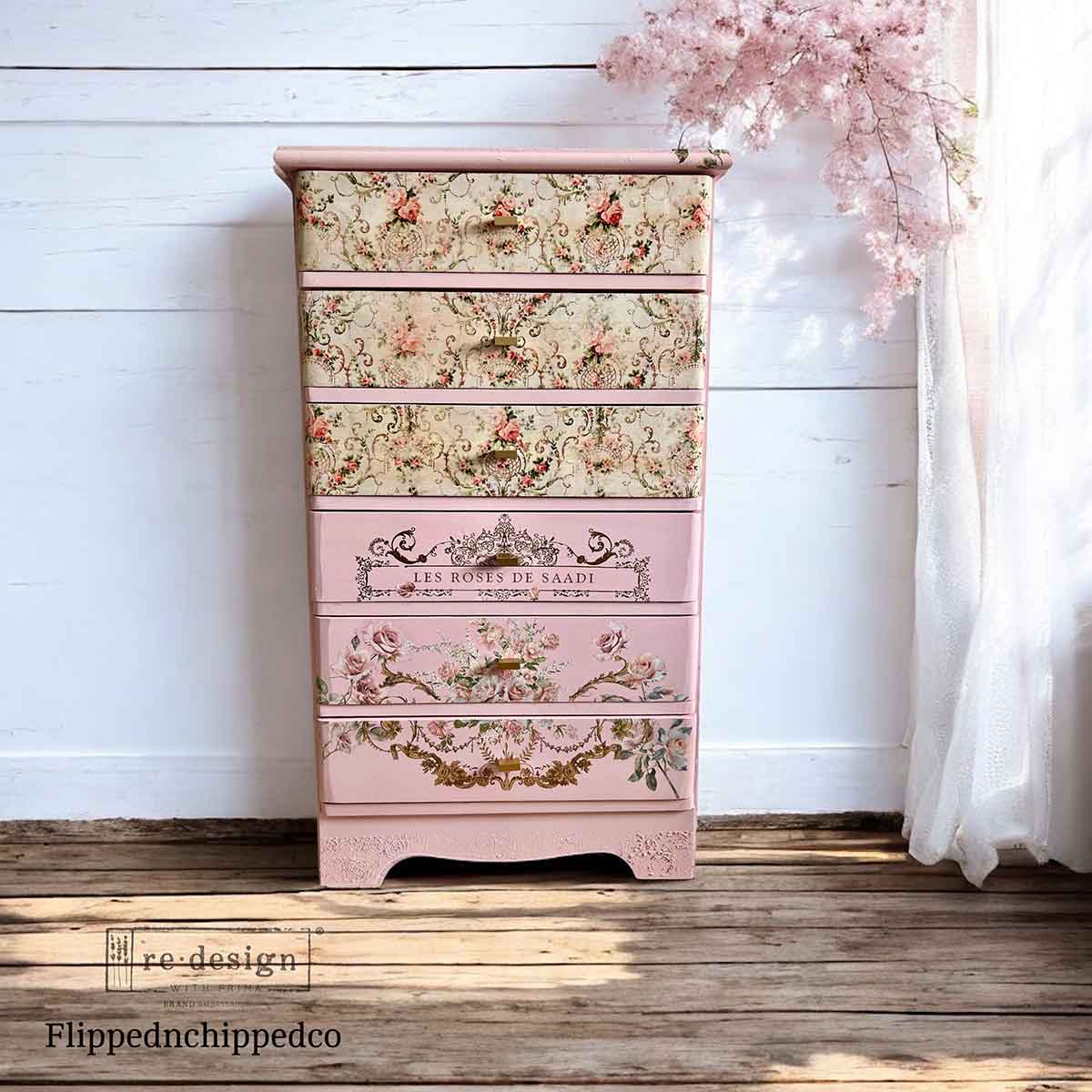 Double Delight Decoupage Fiber Paper Set – Blushing Bloom – Total 2 sheets – 1 sheet, 19.5″x30″ + 1 sheet, 11.7″x16.5″