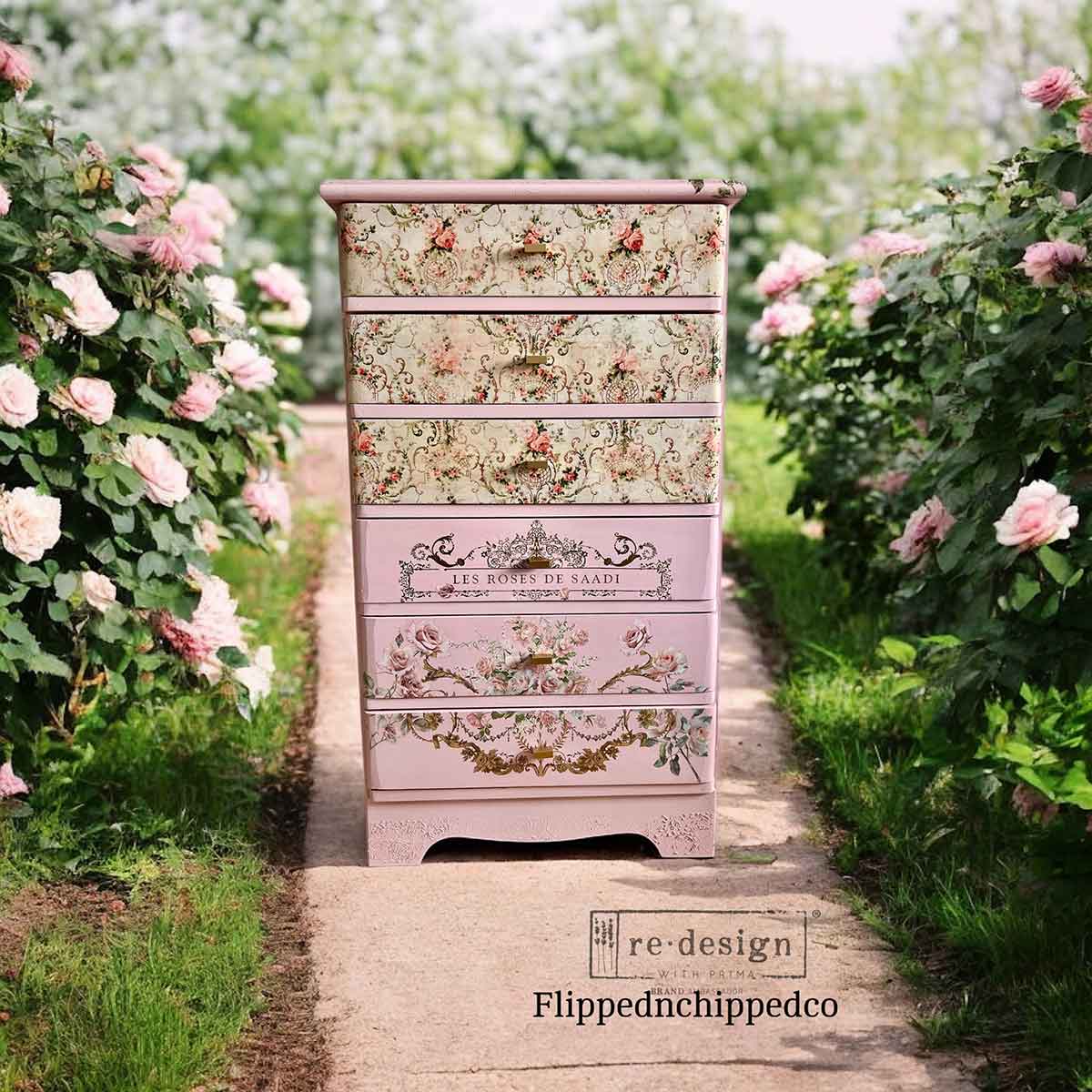 Double Delight Decoupage Fiber Paper Set – Blushing Bloom – Total 2 sheets – 1 sheet, 19.5″x30″ + 1 sheet, 11.7″x16.5″