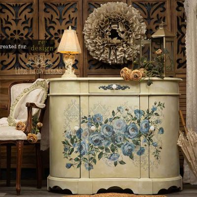 Decor Transfers® – Azure Blossom – total sheet size 24″x35″, cut into 4 sheets