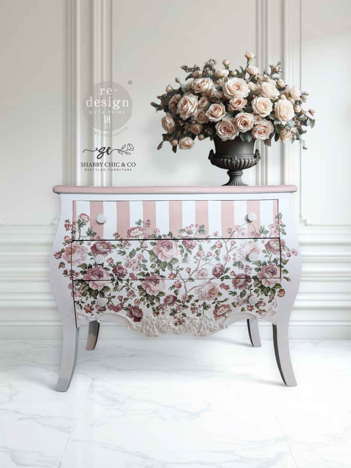 Decor Transfers® Kacha – Blushing Blooms Symphony – total sheet size 24″x35″, cut into 4 sheets