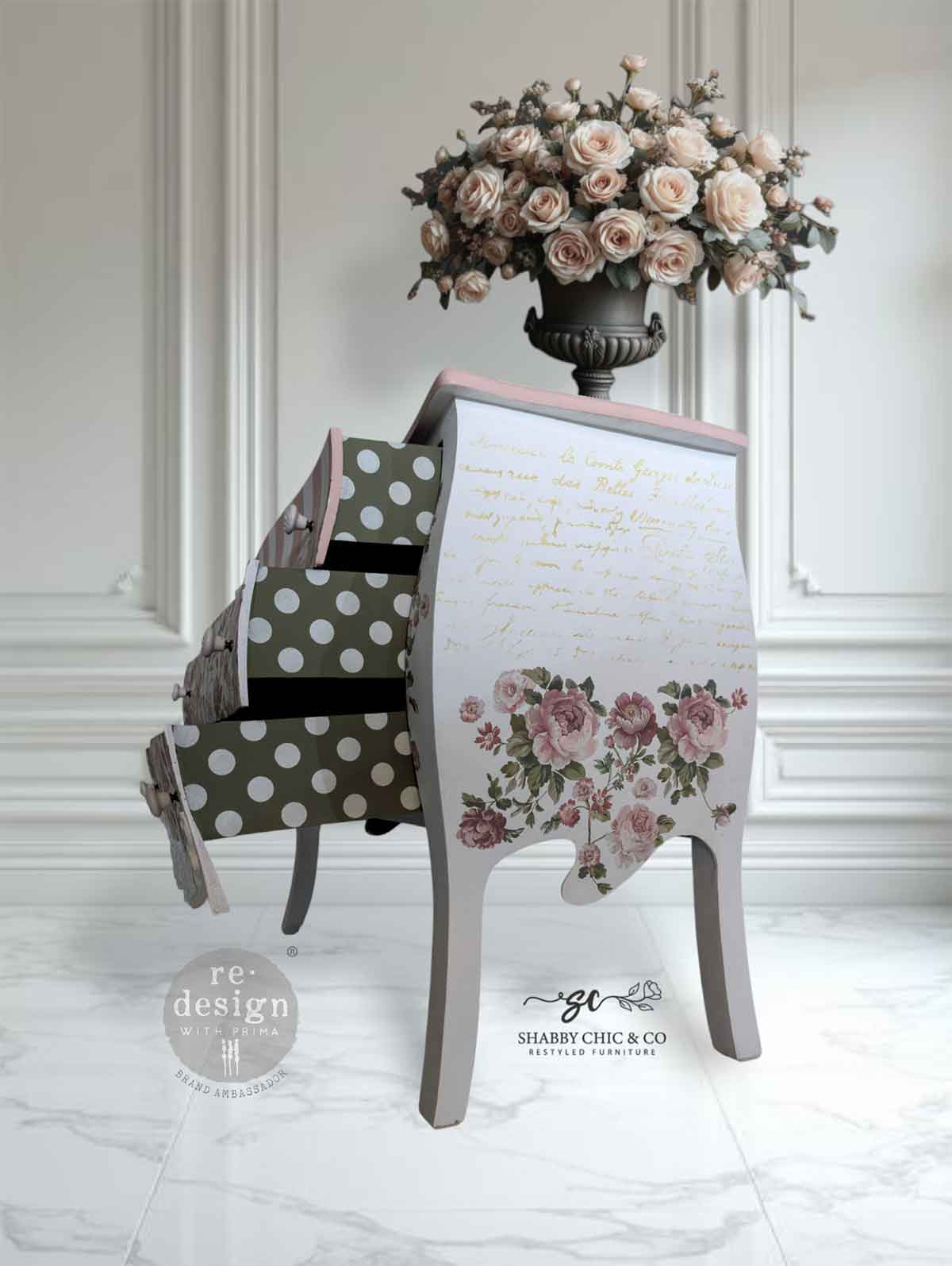Decor Transfers® Kacha – Blushing Blooms Symphony – total sheet size 24″x35″, cut into 4 sheets