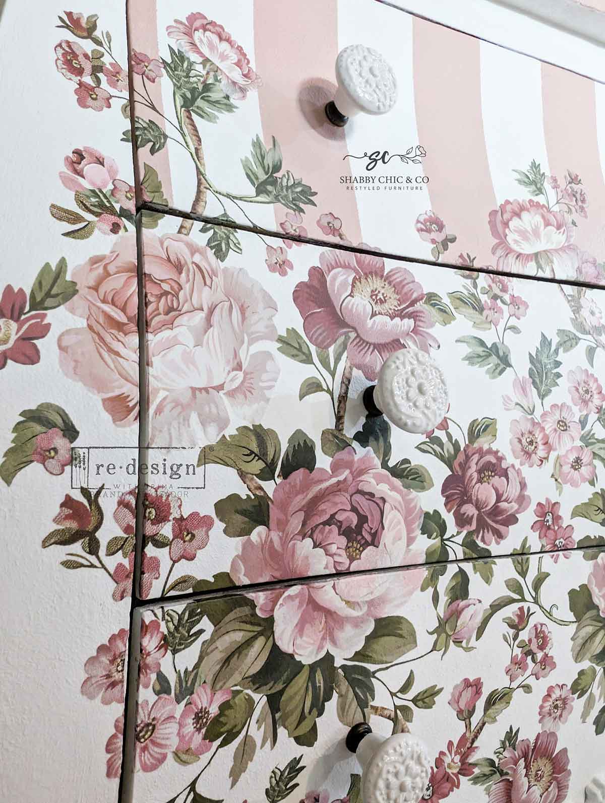 Decor Transfers® Kacha – Blushing Blooms Symphony – total sheet size 24″x35″, cut into 4 sheets
