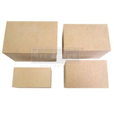 Unfinished MDF Rectangular Storage Boxes – Set of 4