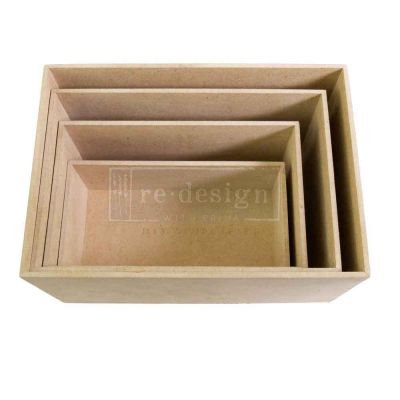 Unfinished MDF Rectangular Storage Boxes – Set of 4