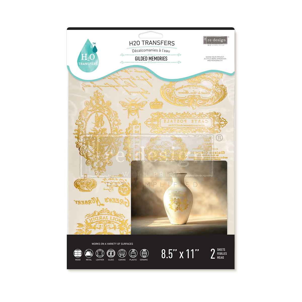H2O Transfers Gold – Gilded Memories – 2 sheets, 8.5″x11″