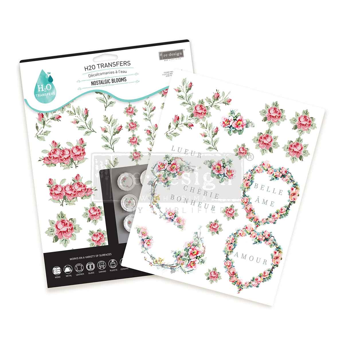H2O Transfers – Nostalgic Blooms – 2 sheets, 8.5″x11″