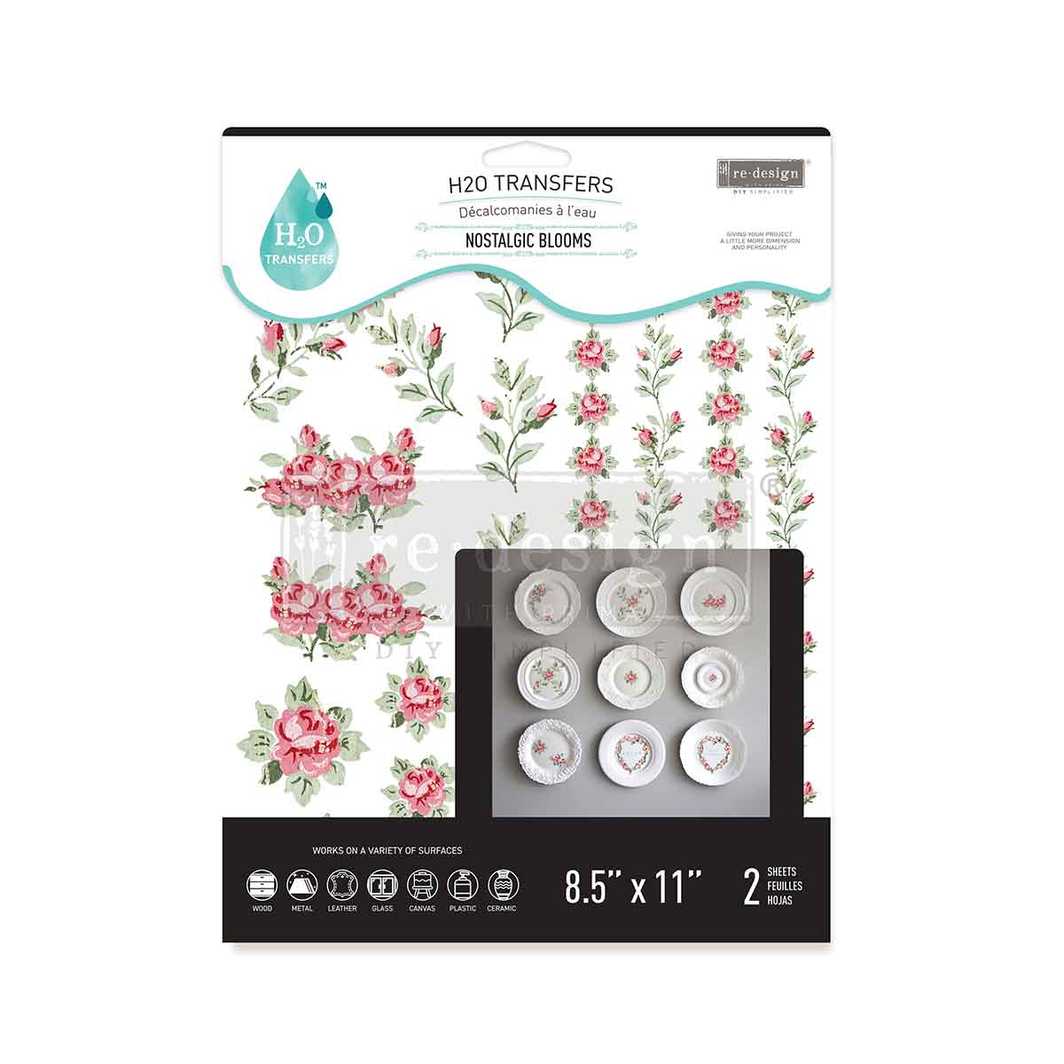 H2O Transfers – Nostalgic Blooms – 2 sheets, 8.5″x11″