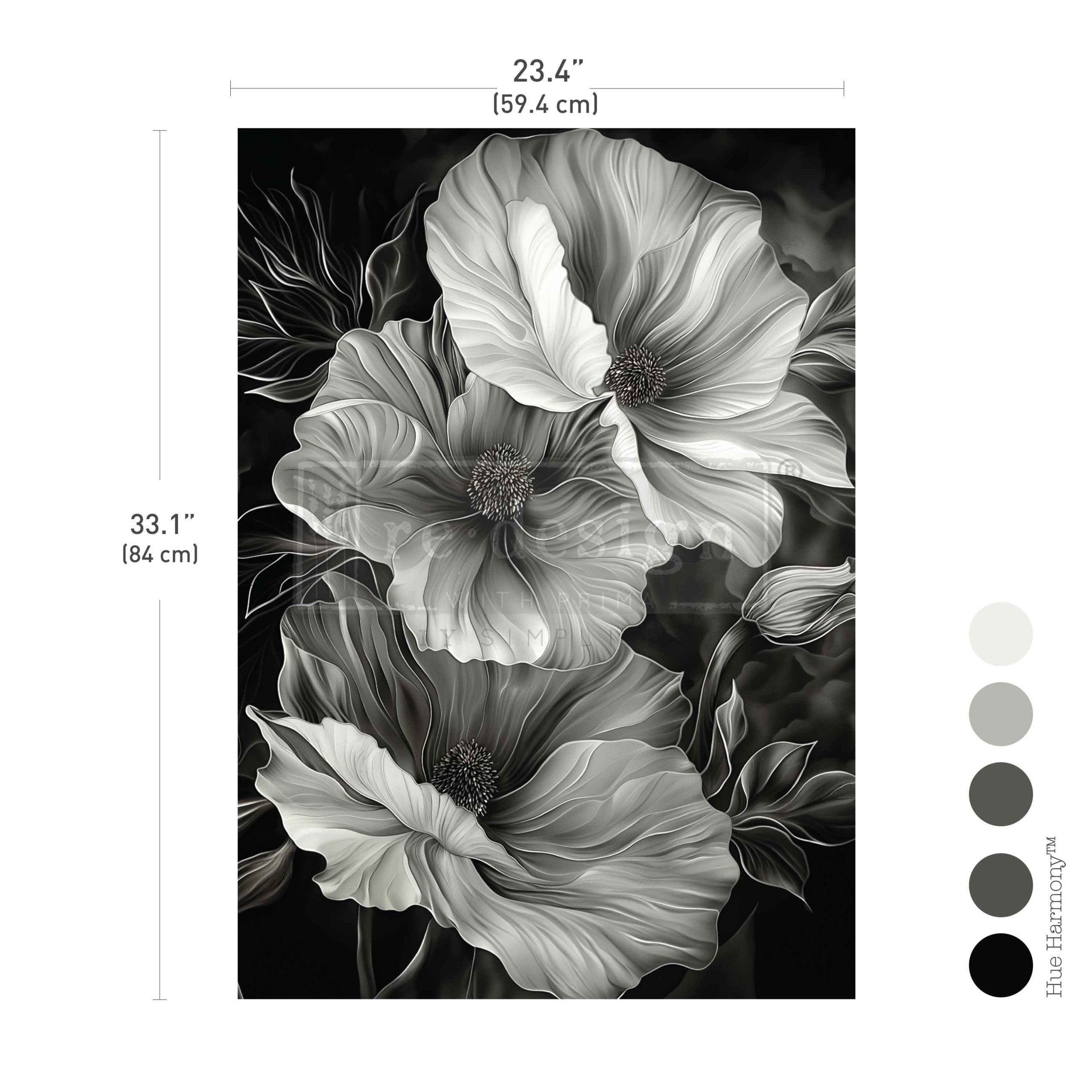 A1 Decoupage Fiber – Moonlight Matilija – 1 sheet, 23.4″x33.1″