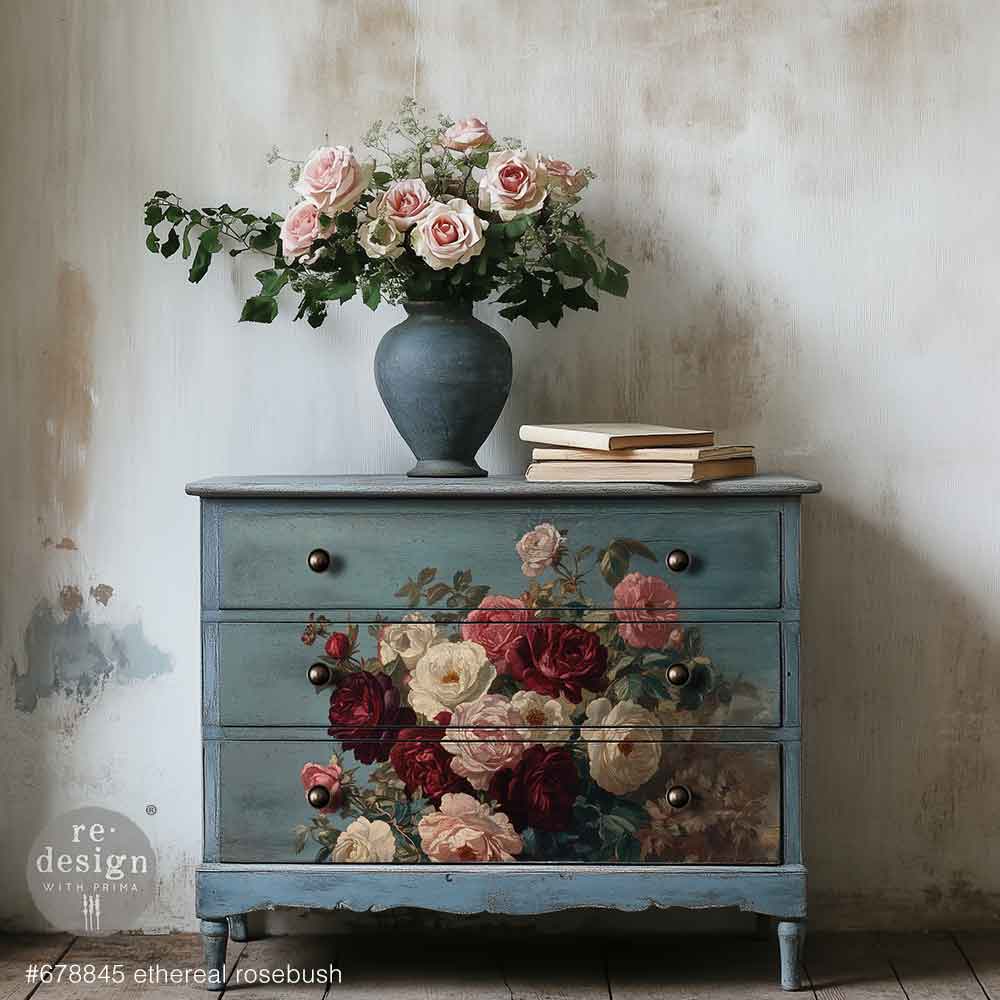 A1 Decoupage Fiber – Ethereal Rosebush – 1 sheet, 23.4″x33.1″