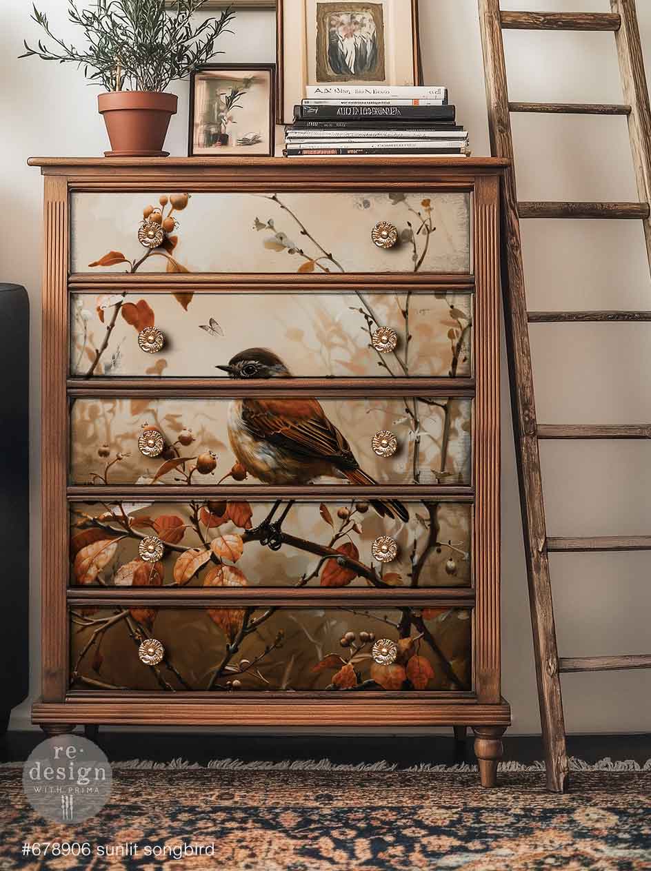 A1 Decoupage Fiber – Sunlit Songbird – 1 sheet, 23.4″x33.1″