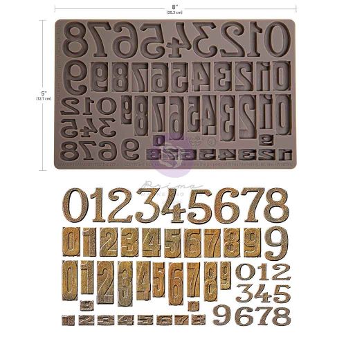 Finnabair Decor Moulds® – Letterpress Numbers – 1 pc, 5″x8″x8mm