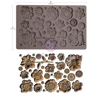 Finnabair Decor Moulds® – Rusty Flowers – 1 pc, 5″x8″x8mm