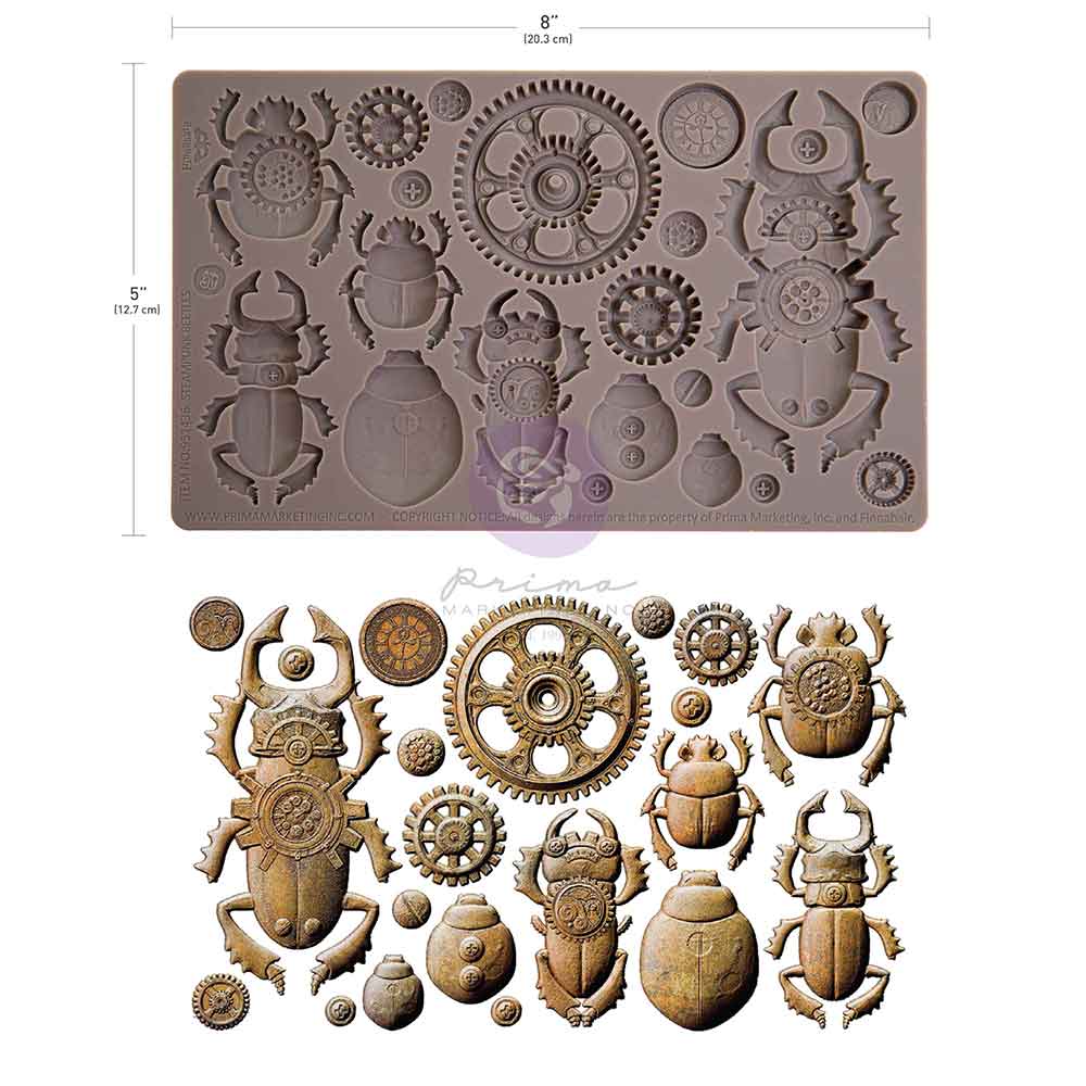 Finnabair Decor Moulds® – Steampunk Beetles – 1 pc, 5″x8″x8mm