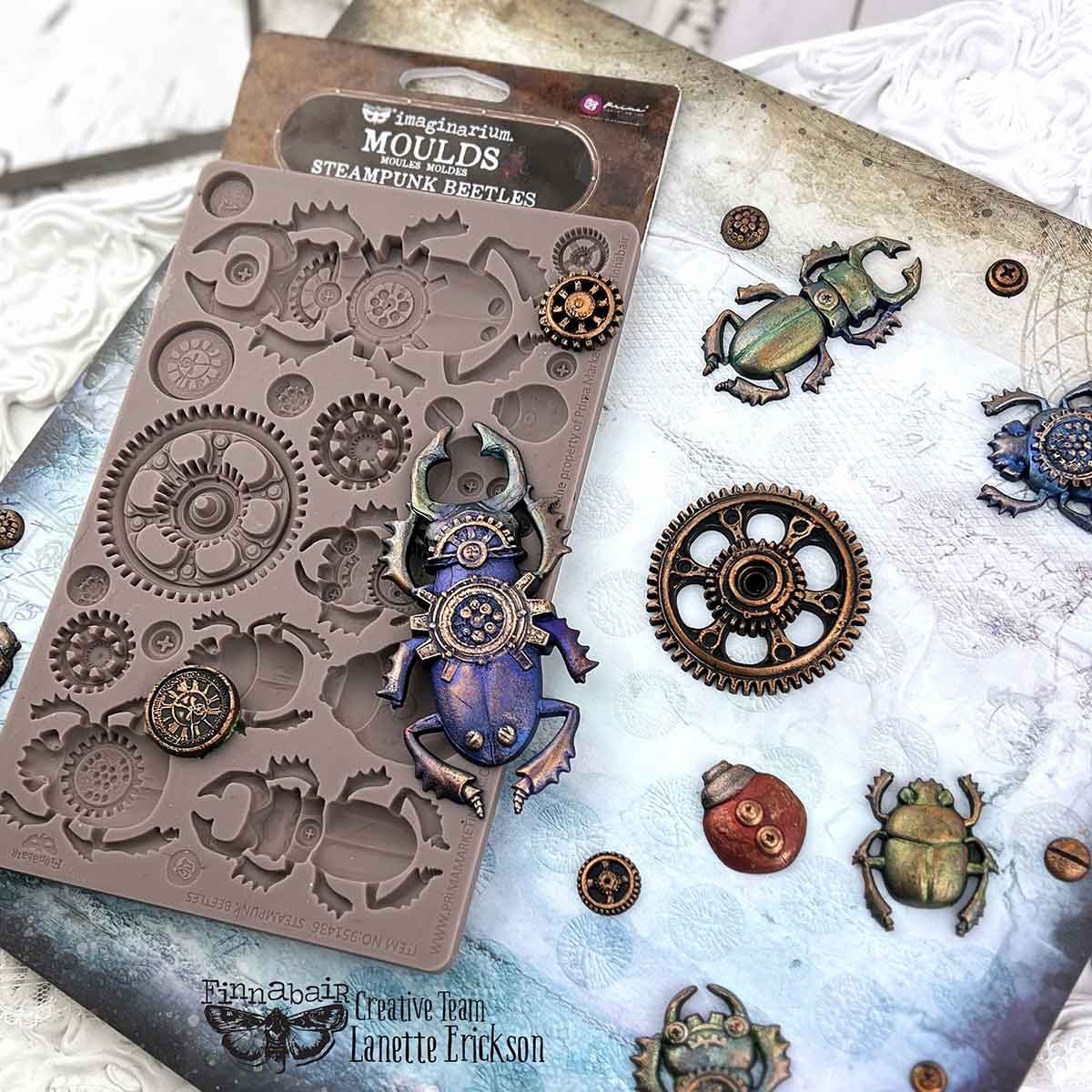 Finnabair Decor Moulds® – Steampunk Beetles – 1 pc, 5″x8″x8mm