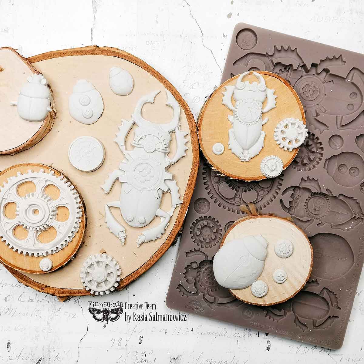 Finnabair Decor Moulds® – Steampunk Beetles – 1 pc, 5″x8″x8mm