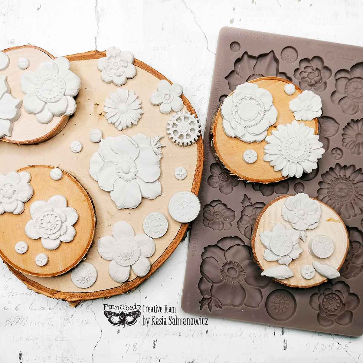 Finnabair Decor Moulds® – Rusty Flowers – 1 pc, 5″x8″x8mm