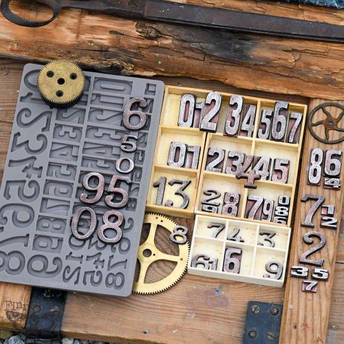 Finnabair Decor Moulds® – Letterpress Numbers – 1 pc, 5″x8″x8mm