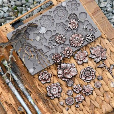 Finnabair Decor Moulds® – Rusty Flowers – 1 pc, 5″x8″x8mm
