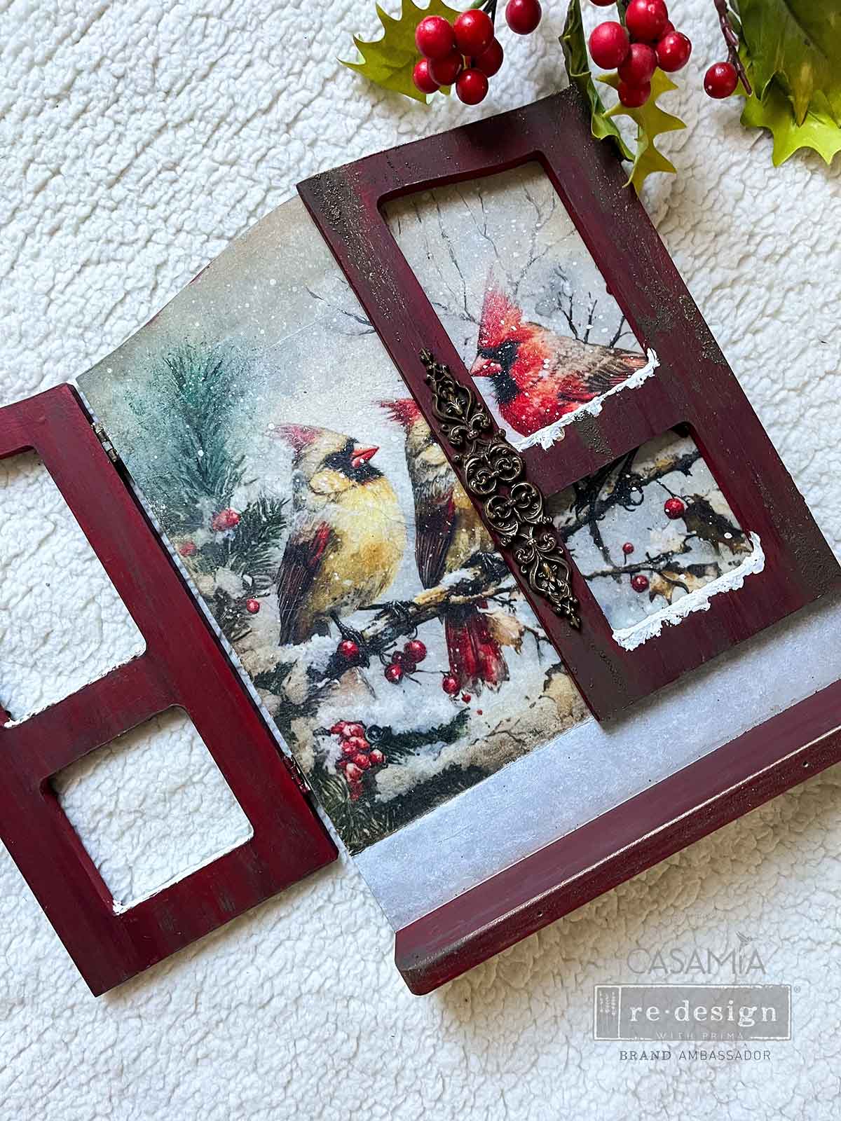 A4 Decoupage – Crimson Noel – 1 sheet, 8.27″x11.69″