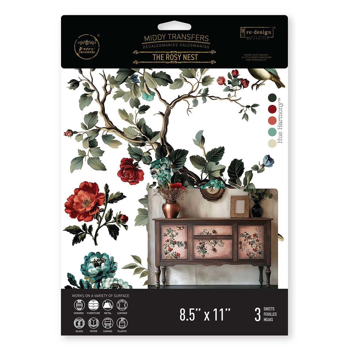 Middy Transfers® – The Rosy Nest – 3 sheets, 8.5″x11″