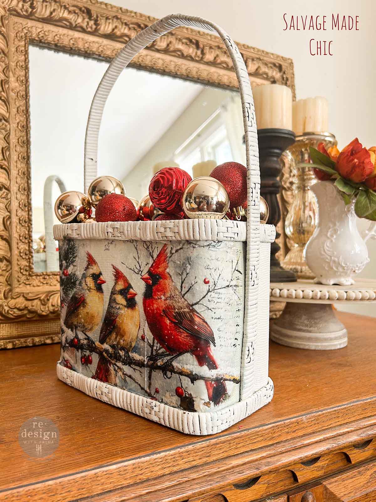 A4 Decoupage – Crimson Noel – 1 sheet, 8.27″x11.69″